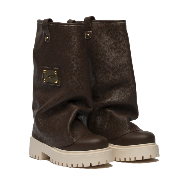 Leather Chunky Boots Brown