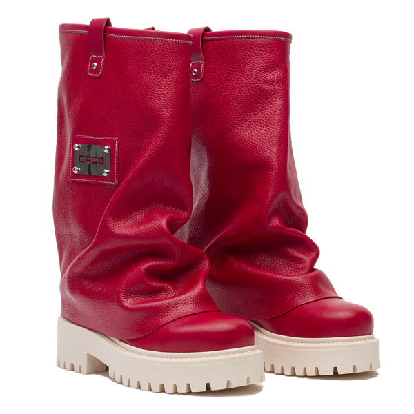 Botas de piel gruesas rojas