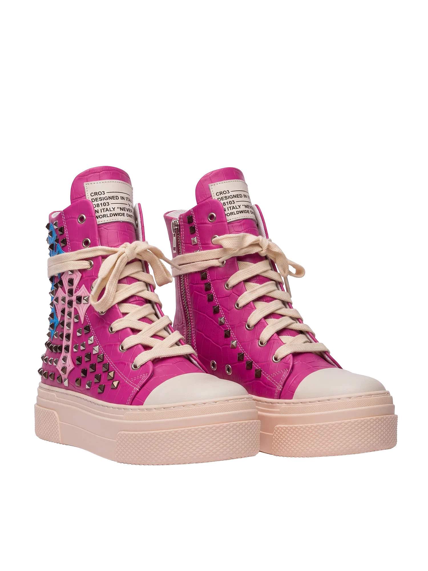 CALIPSO COCO — Fuchsia mit Kreuzen und Nieten