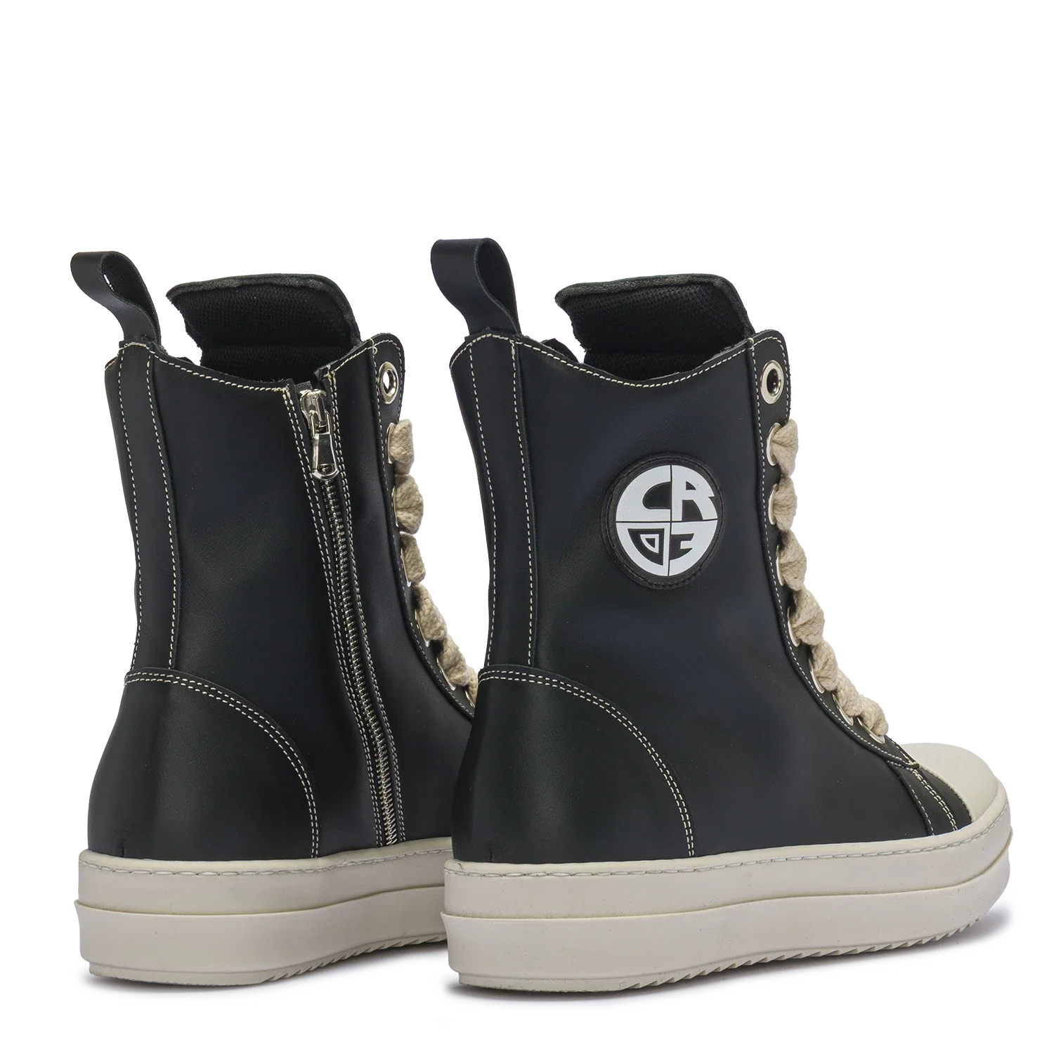 MIRAGE – Black Leather with Cream Laces