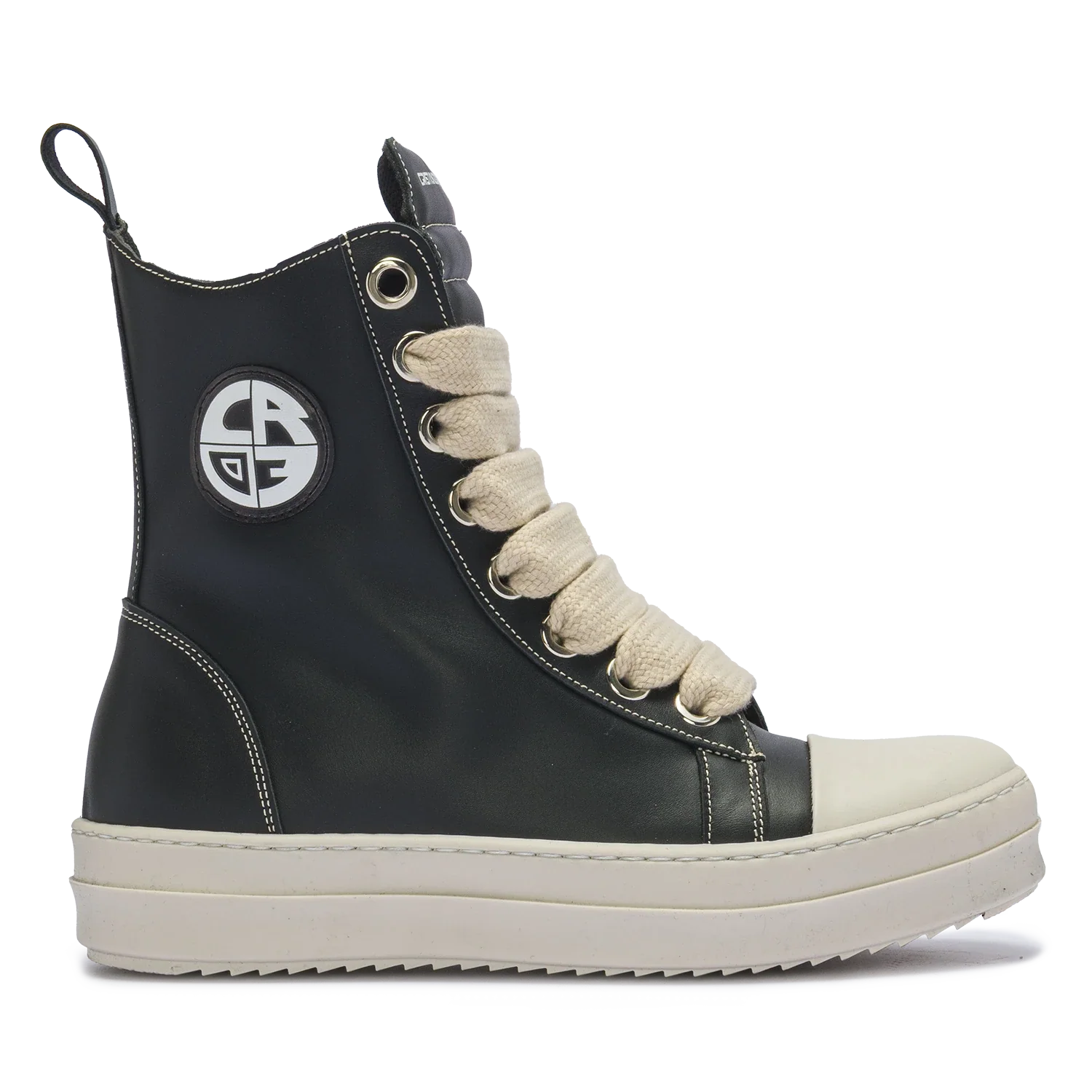 MIRAGE – Black Leather with Cream Laces