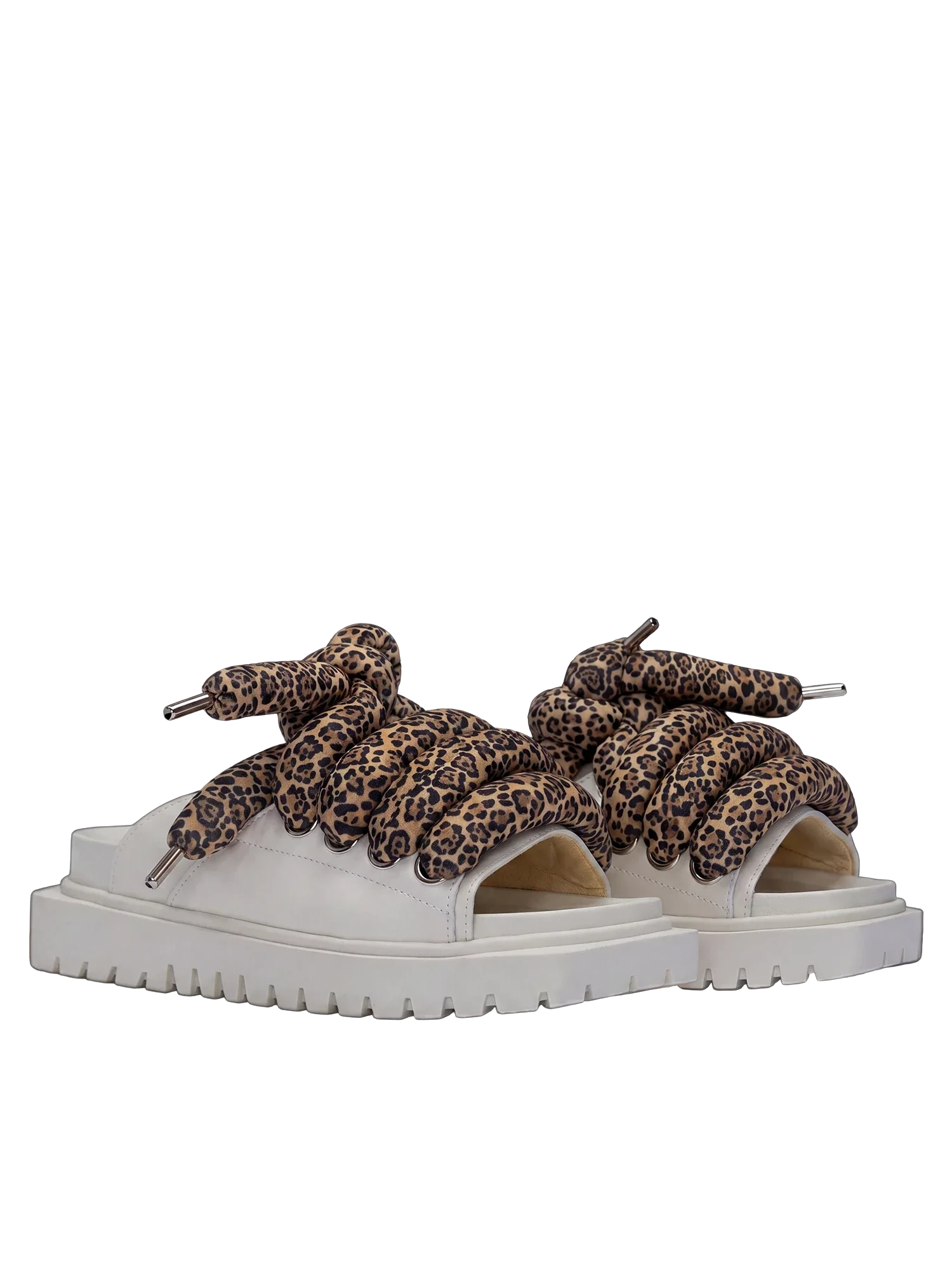 Sandale — Cuir crème — LT Motif léopard