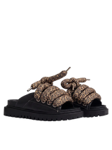 Sandalo — Pelle nera — TB Leopardato