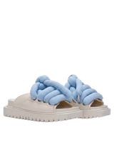 Sandale — Leder Creme — LT Türkis
