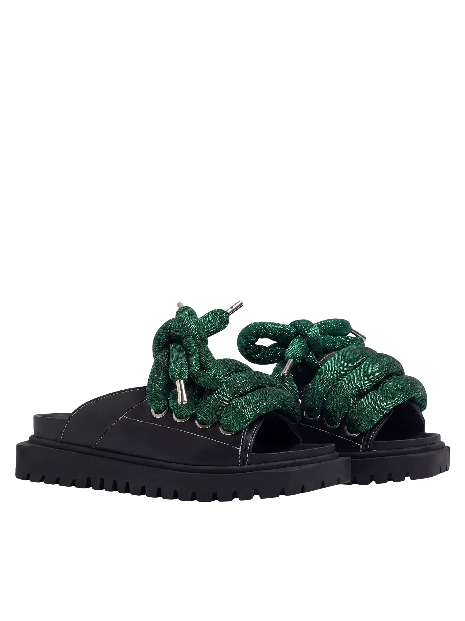 Sandale — Cuir noir — LT Vert