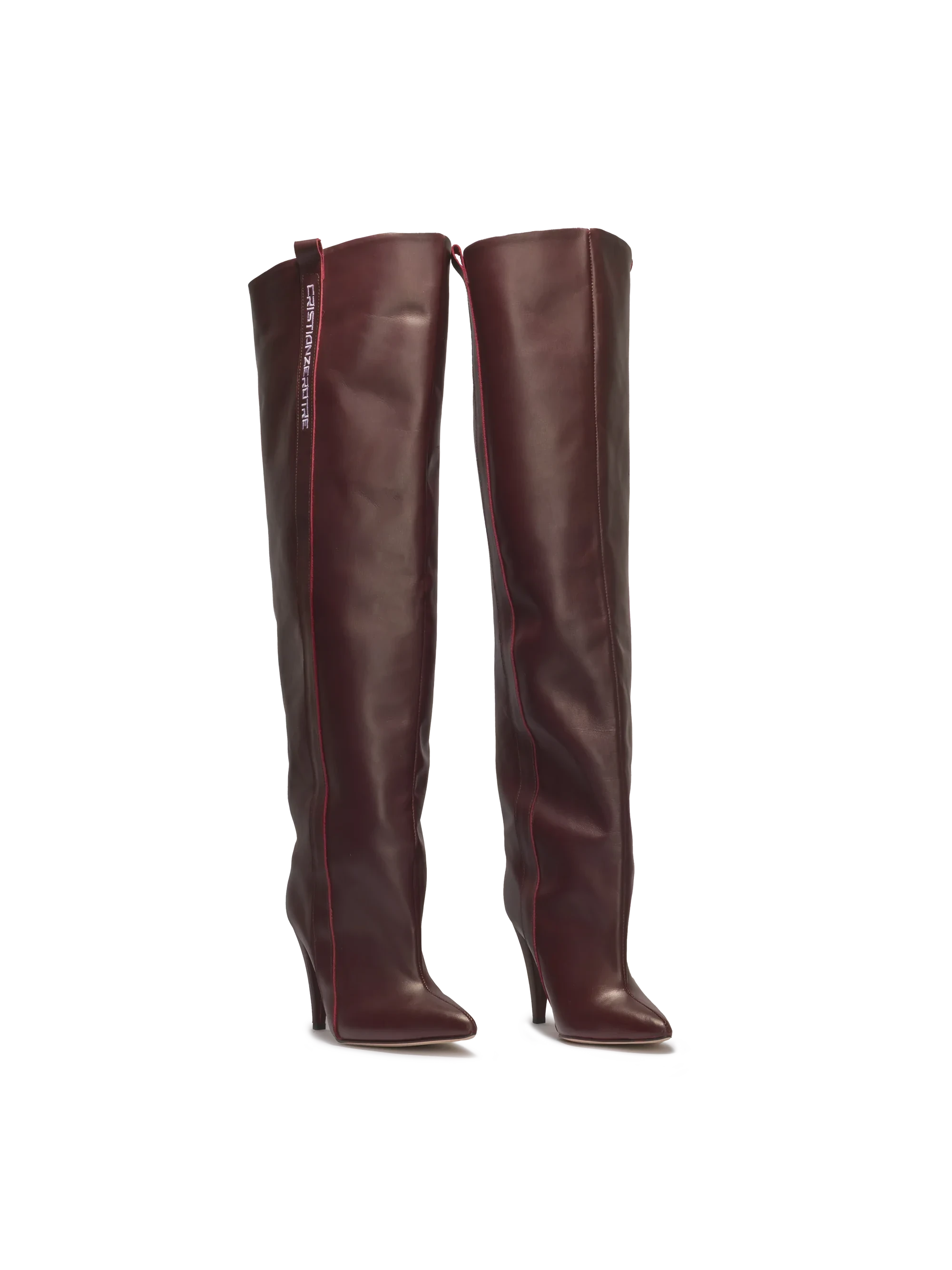 STORM — Bordeauxfarbene Overknee-Stiefel mit hohem Absatz