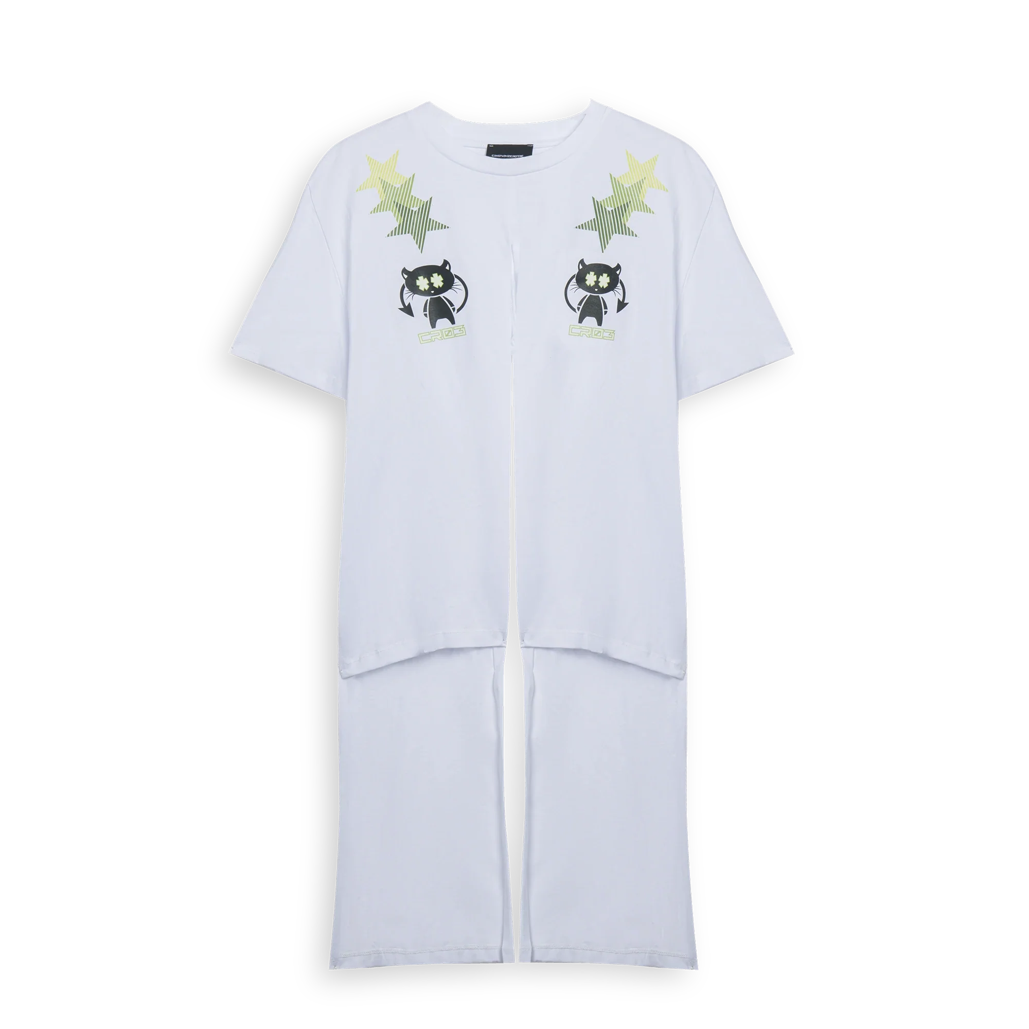 White Knotted Cat Stars T-Shirt