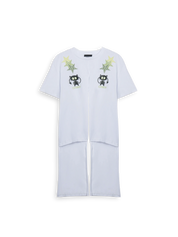 T-shirt Stelle di Gatto Bianca Annodata